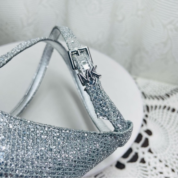 Michael Kors Ava Mid Sandal Size 8.5 Silver Color NEW WITH BOX.#0679 - Picture 15 of 17